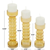 Novogratz Yellow Glass Bubble Pillar Candle Holder Set