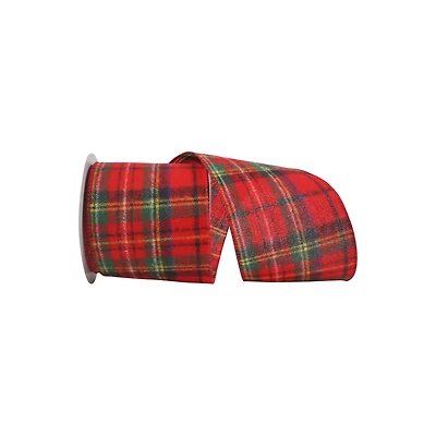 JAM Paper 4" x 10yd. Flannel Wired Edge Brodick Plaid Ribbon