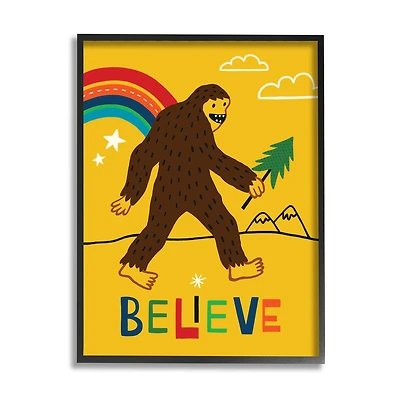 Stupell Industries Whimsical Believe Big Foot Wall Art in Frame