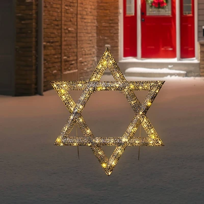 LED Lighted Sequined Star of David Hanukkah Outdoor Decoration - 36"