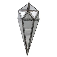 10.5" Silver And Clear Mirrored Geometric Framed Drop Ornament