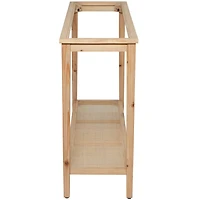 32" Natural Brown Wood Shelf Console Table