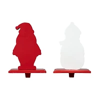 Glitzhome® 6.5" Christmas Santa & Snowman Stocking Holder Set