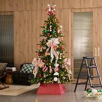 Glitzhome® 25.75" Red Trapezoid Metal Weave Tree Collar