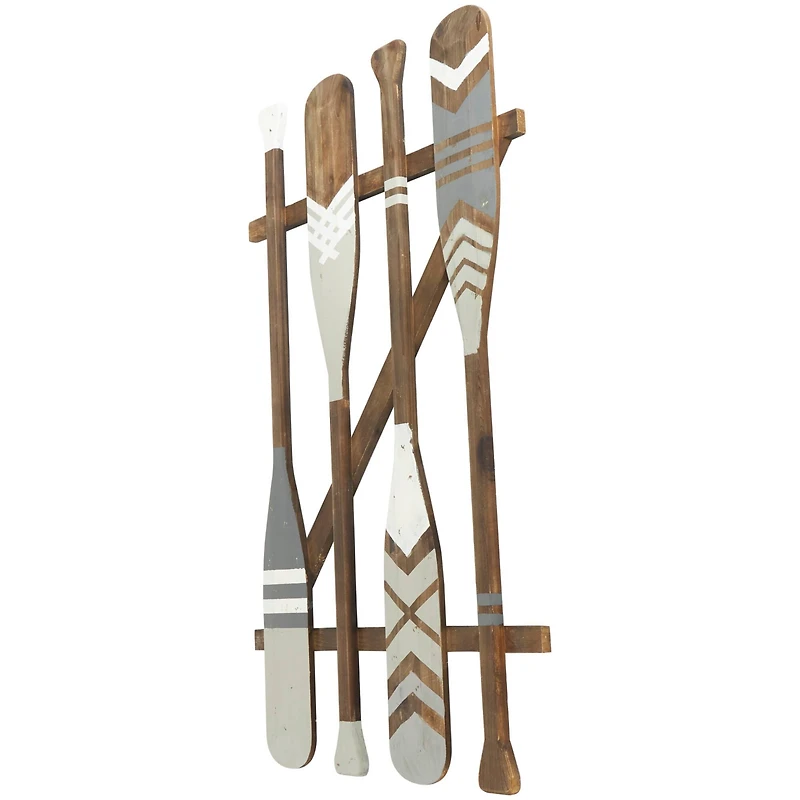 Gray Arrow & Stripe Patterned Wood Paddle Wall Décor