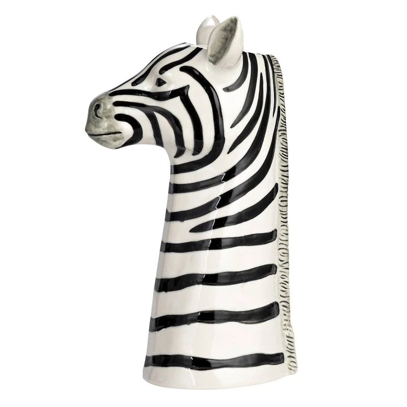 Hello Honey® 11.5" White & Black Hand-Painted Decorative Stoneware Zebra Vase