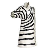 Hello Honey® 11.5" White & Black Hand-Painted Decorative Stoneware Zebra Vase