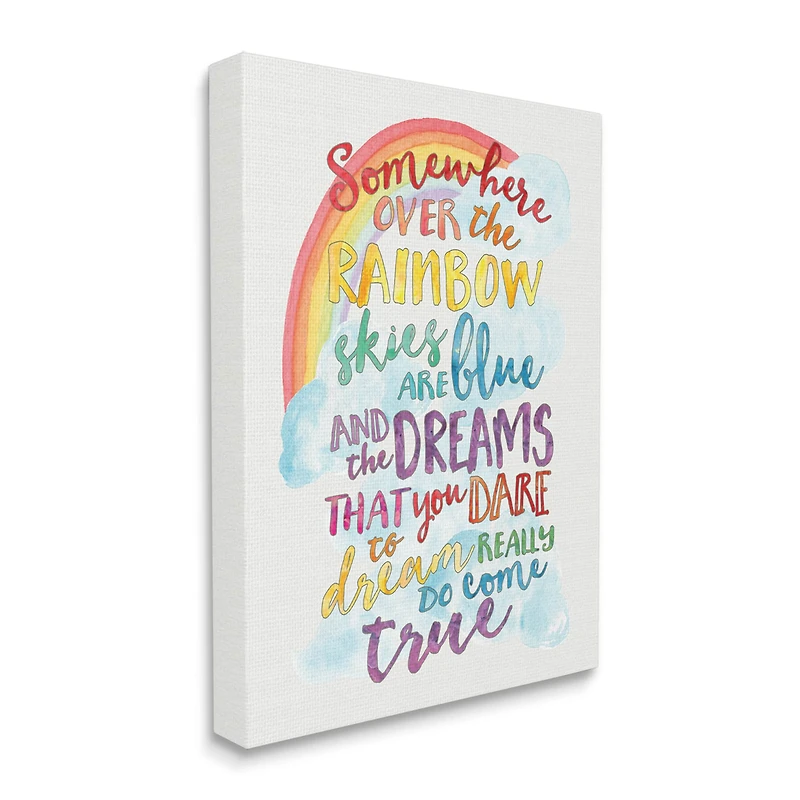Stupell Industries Somewhere Over the Rainbow With Rainbow Canvas Wall Art