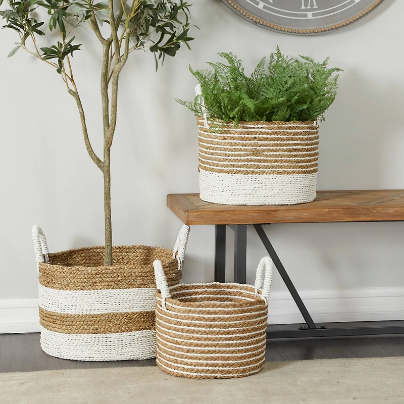 Brown Seagrass Bohemian Storage Baskets