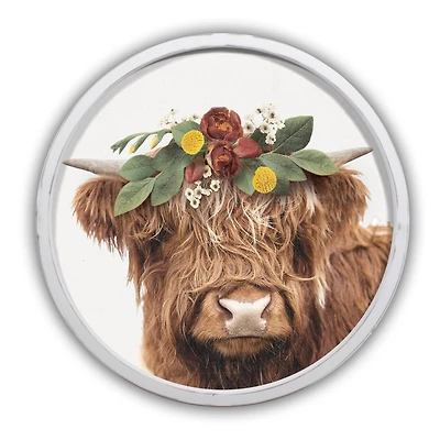 Highland Floral Crown Round Framed Print