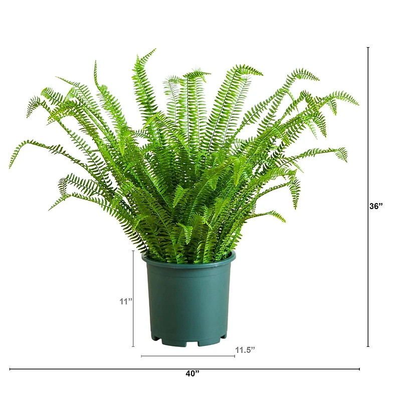 3ft. UV Resistant Artificial Boston Fern Plant with Real Touch Leaves (Indoor/Outdoor)