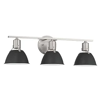 Hello Honey® 24" Cooper Black & Nickel Metal 3-Light Vanity Light with Etched Glass Shades