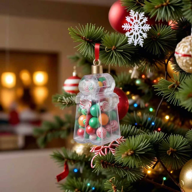 3.5" Clear Fillable DIY Plastic Gingerbread Cookie Ornament by Make Market®