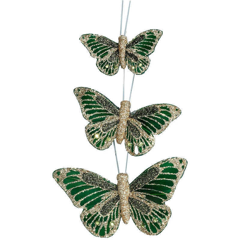 Feather Butterfly with Gold Glitter Set by Ashland