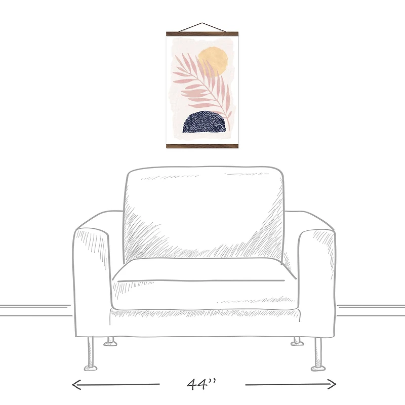 Blush Leaf and Sun Teak Hanging Canvas