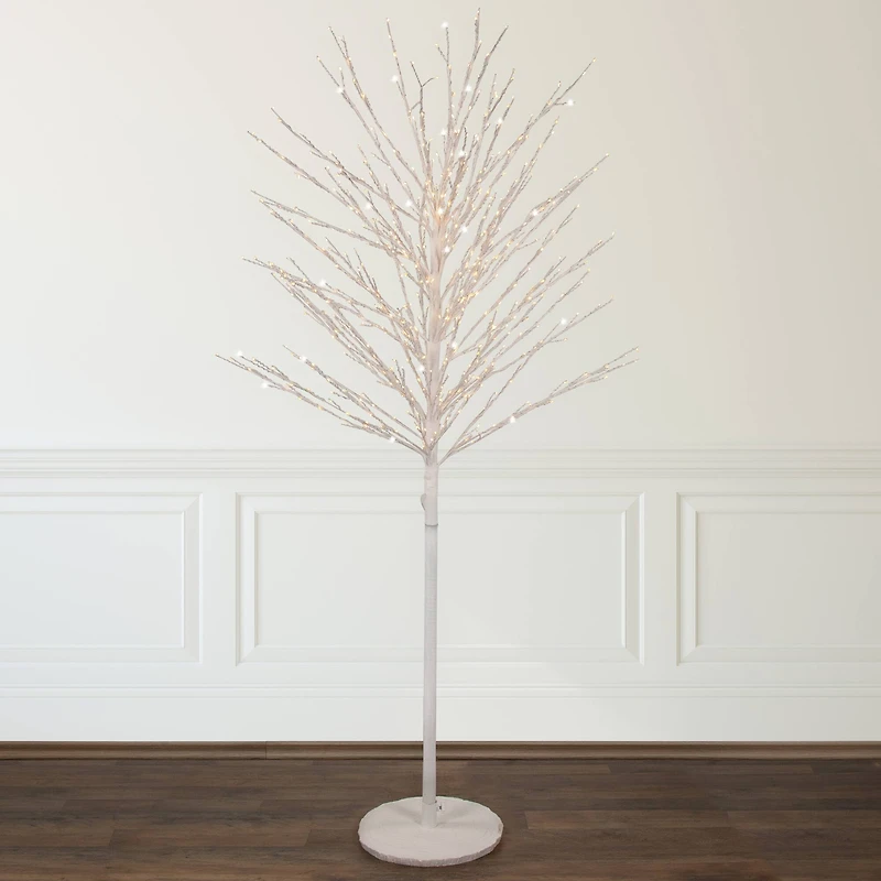 5ft. Pre-Lit White Twig Christmas Tree, Warm White LED Lights