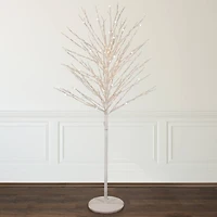 5ft. Pre-Lit White Twig Christmas Tree, Warm White LED Lights