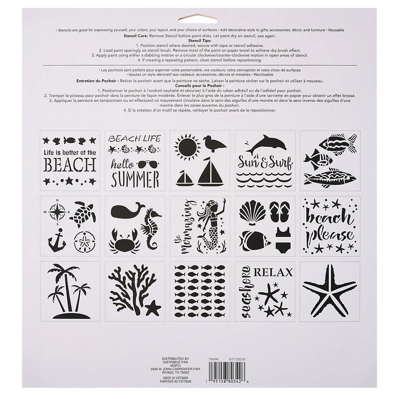 6 Pack: Seaside Stencils by Craft Smart®, 12" x 12"