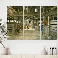 Designart - The Horse In The Barn And Dog In Doorway