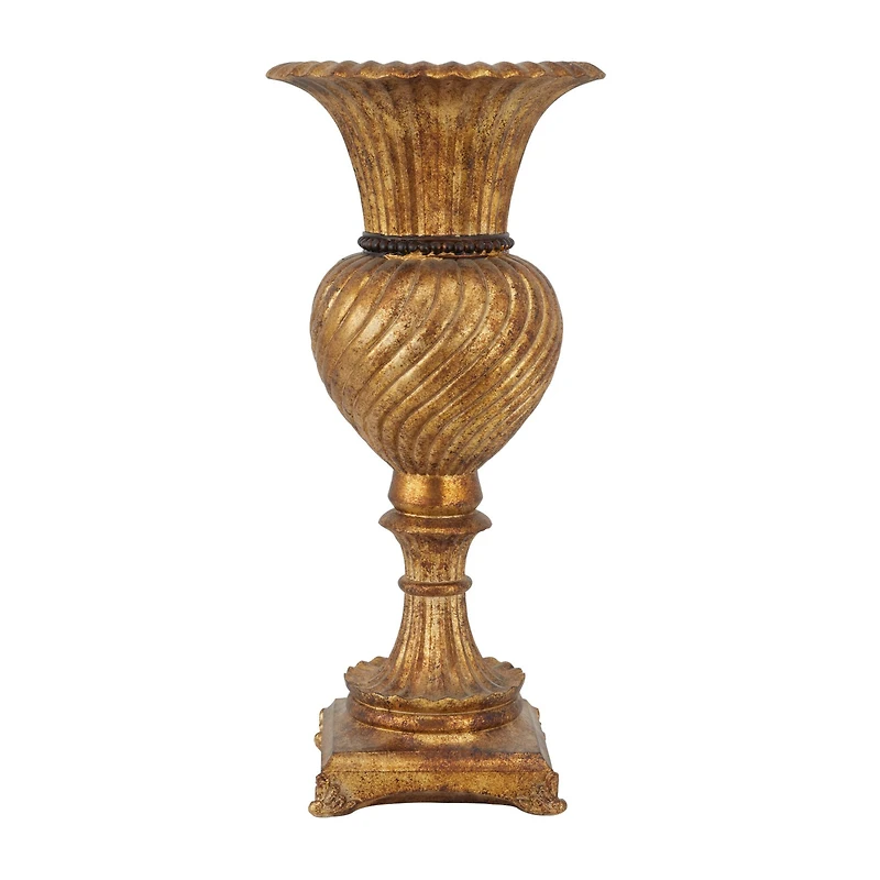 Gold Polystone Traditional Vase, 22" x 10" x 10"