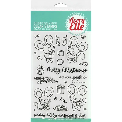 Avery Elle Christmas Mice Clear Stamps
