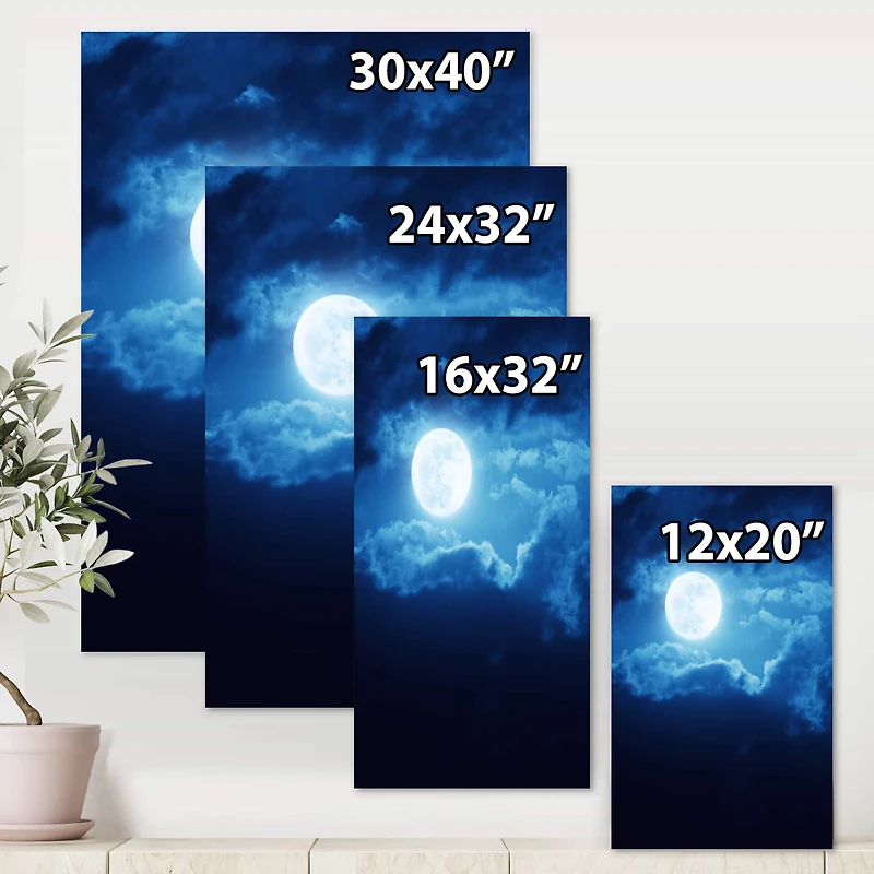 Designart - Full Moon In Cloudy Night Sky III