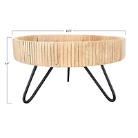 Hello Honey® 9.5" Decorative Woven Rattan Pedestal with Metal Feet