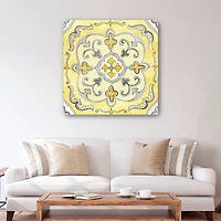 Jewel Medallion Yellow Gray II Canvas Giclee
