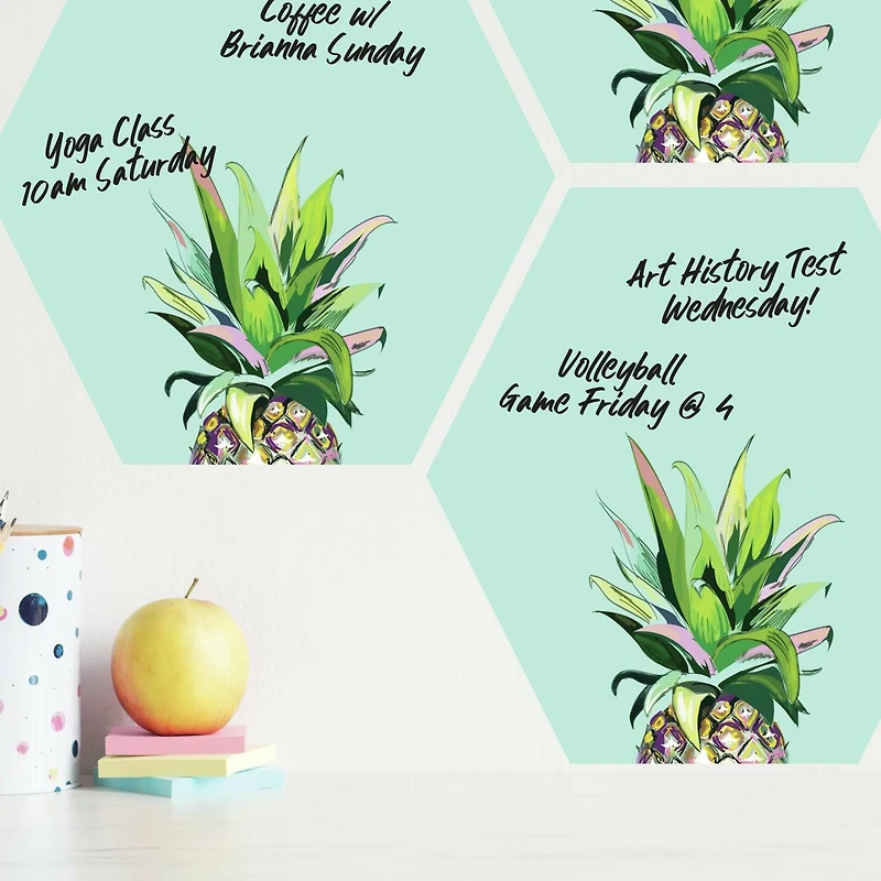 RoomMates Pineapple Crown Dry Erase Hexagon Peel & Stick Decals