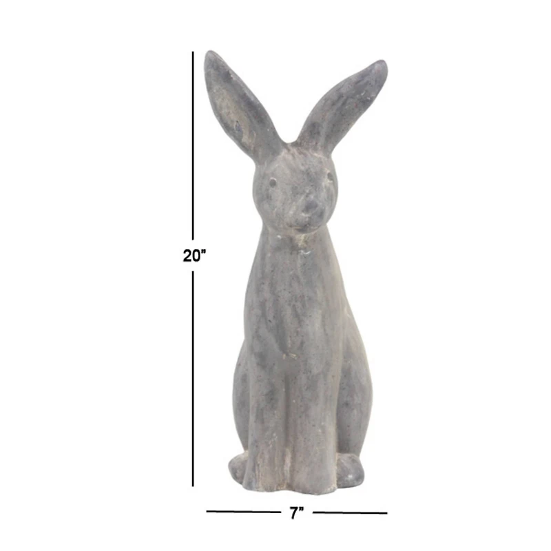 20" Gray Polystone Farmhouse Rabbit Garden Sculpture