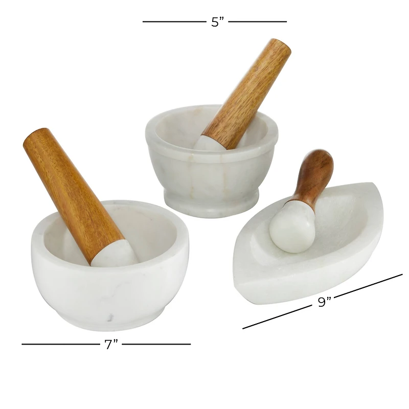 The Novogratz White Marble Natural Mortar & Pestle Set