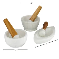 The Novogratz White Marble Natural Mortar & Pestle Set