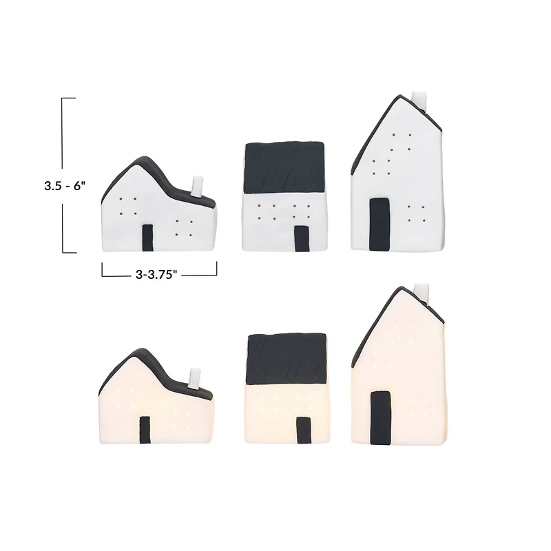 Hello Honey® Black & White Stoneware LED House Décor Set