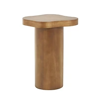 23" Brown Pedestal Side End Accent Table with Rounded Square Top