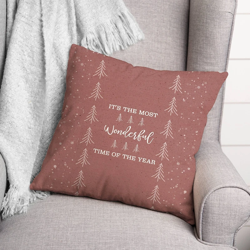 It's the Most Wonderful Time of the Year Red 18" x 18" Indoor/Outdoor Pillow