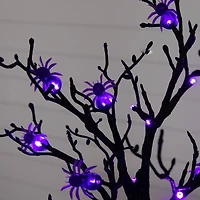 2ft. Pre-Lit Artificial Halloween Spider Twig Tree with 24 Purple LED Lights