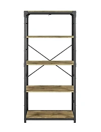 Walker Edison 64" Barnwood Angle Iron Industrial Bookcase