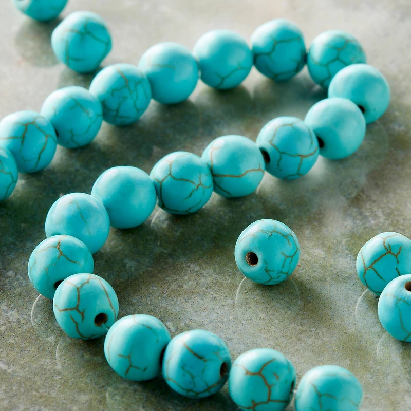 12 Pack:  Turquoise Dyed Howlite Round Beads, 8mm by Bead Landing™