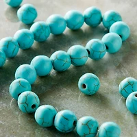12 Pack:  Turquoise Dyed Howlite Round Beads, 8mm by Bead Landing™