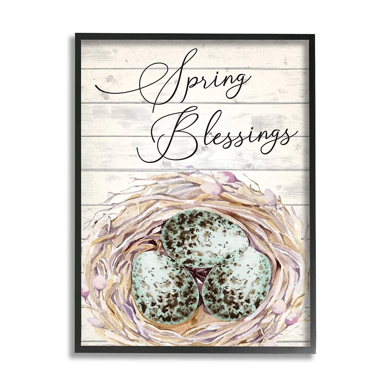 Stupell Industries Spring Blessings Bird Nest Nature Framed Giclee Art