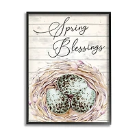 Stupell Industries Spring Blessings Bird Nest Nature Framed Giclee Art