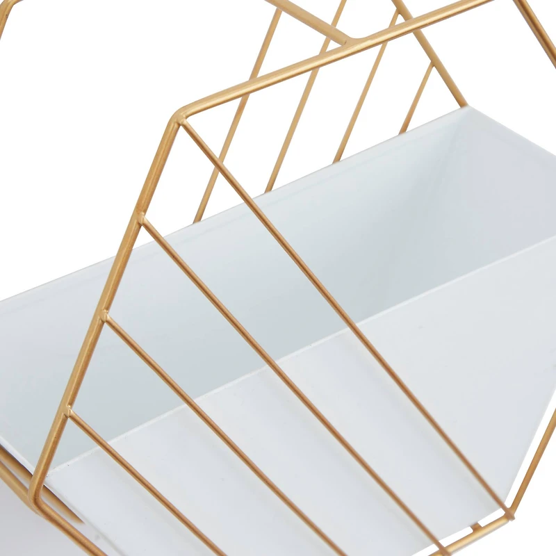 CosmoLiving by Cosmopolitan Set of 2 White Iron Contemporary Planter, 10" x 12" x 5"