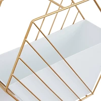 CosmoLiving by Cosmopolitan Set of 2 White Iron Contemporary Planter, 10" x 12" x 5"