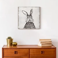 Ink Drawing Bunny Burlap Canvas Wall Art