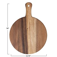 Hello Honey® 16" Natural Modern Round Wood Cutting or Charcuterie Board with Handle
