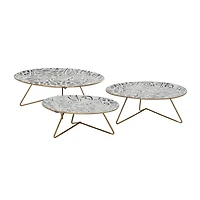 Set of 3 White Metal Farmhouse Cake Stand, 11", 12", 14"