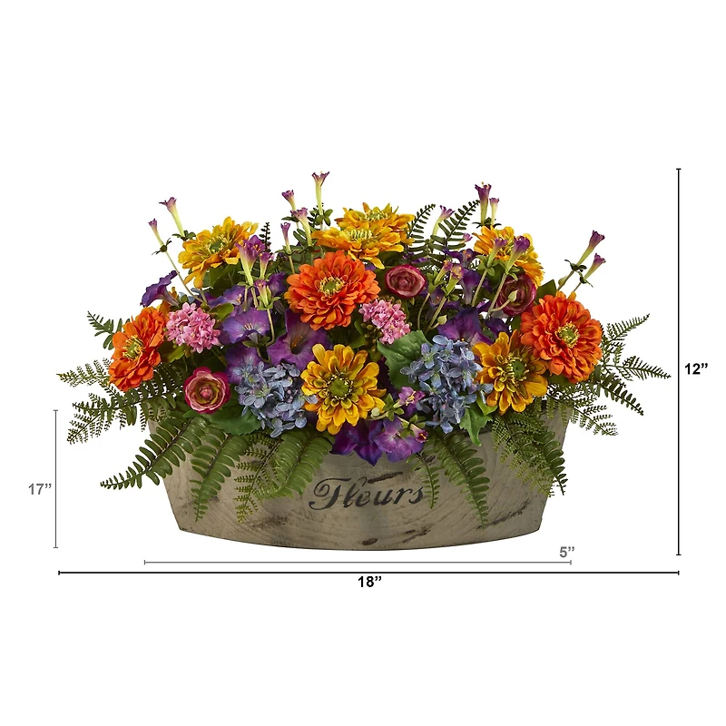 12" Mixed Flowers Arrangement in Decorative Vase