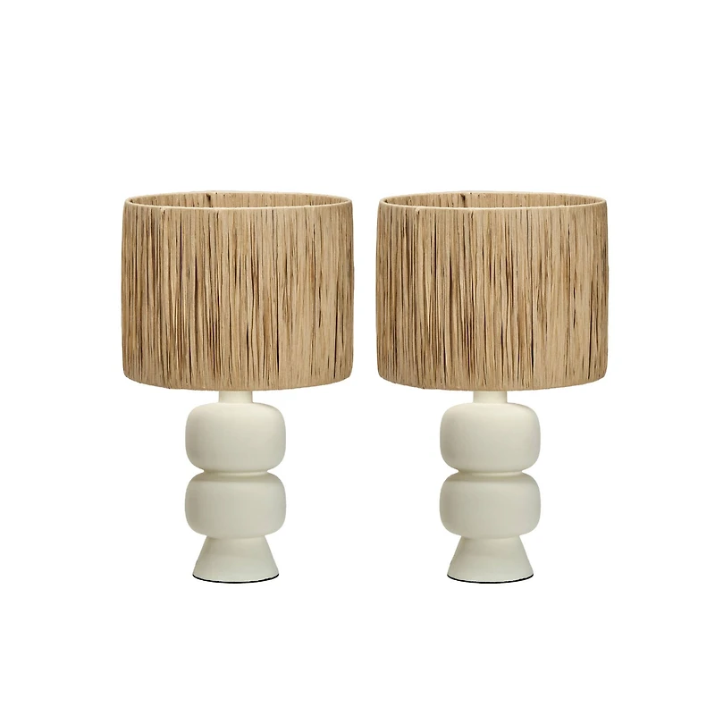 Hello Honey® 20" White & Natural Coastal Charm Stoneware Table Lamp, 2ct.