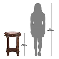 Design Toscano 2ft. Balfour Colonnade Marble-Topped Hardwood Side Table