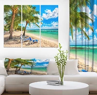 Designart - Blue chairs at the tropical white sand beach